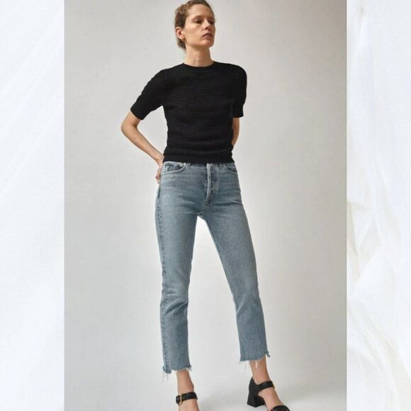 AGOLDE Riley High Rise Straight Crop Jeans - Picture 1 of 15